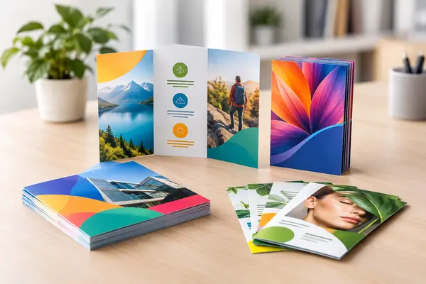 Exemplo ilustrativo de flyers e panfletos impressos