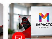 Banners e comunicação visual com identidade visual fictícia de referência